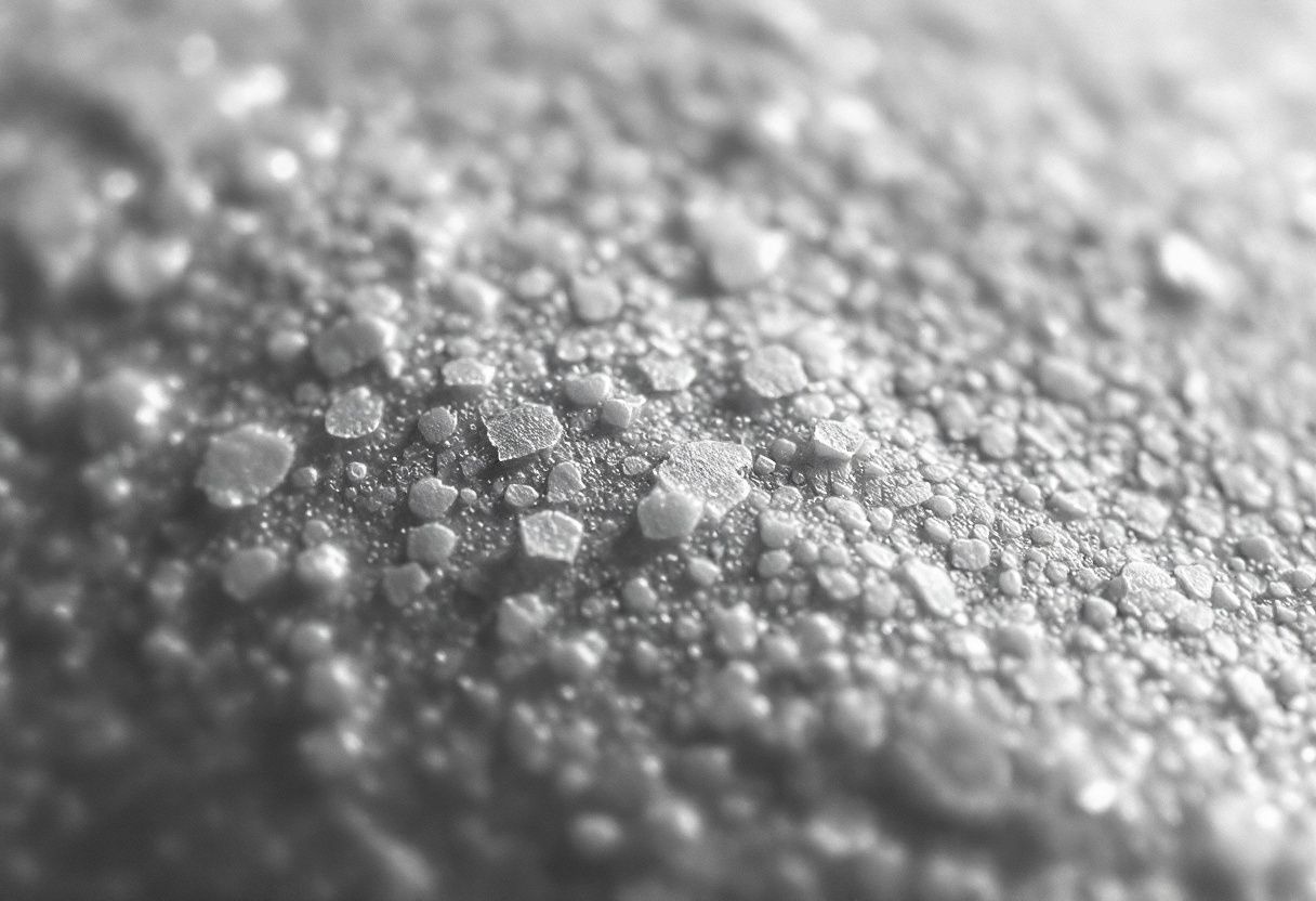 Extreme crop, skin surface. Scale at the margin of a treated area.